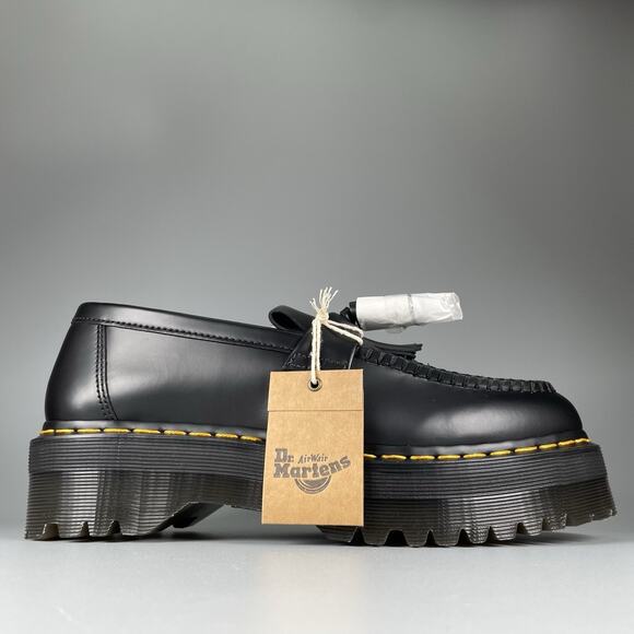 Doc Martens Adrian Quad Women’s 10 Black Leather Slip On Platform Tassel Loafers - Picture 6 of 8